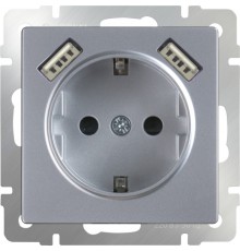 Розетка Werkel WL06-SKGS-USBx2-IP20 (серебряный)
