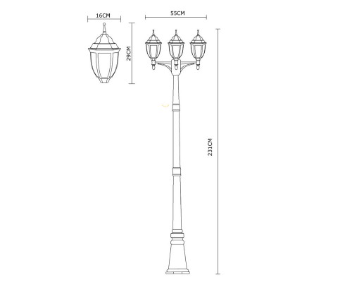 Садово-парковый светильник ARTE Lamp A3151PA-3BN