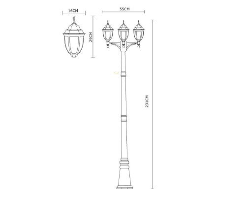 Садово-парковый светильник ARTE Lamp A3151PA-3WG