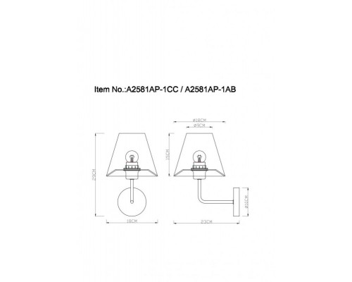Бра ARTE Lamp A2581AP-1CC