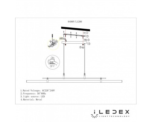 Подвесной светильник iLedex 9498P-46W-3000K GL-BR-WH