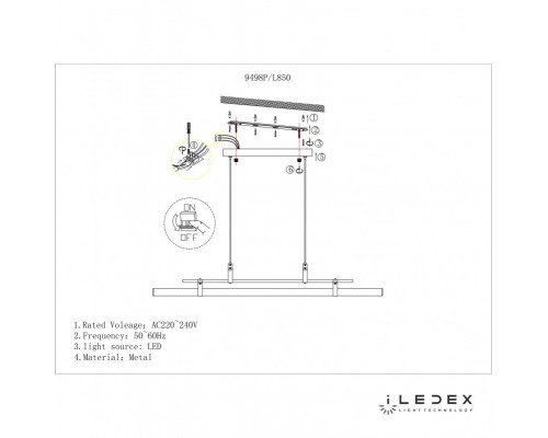 Подвесной светильник iLedex 9498P-32W-3000K BK-BR-WH
