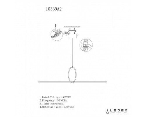 Подвесной светильник iLedex 10339P/A2-35W-3000K BK-WH