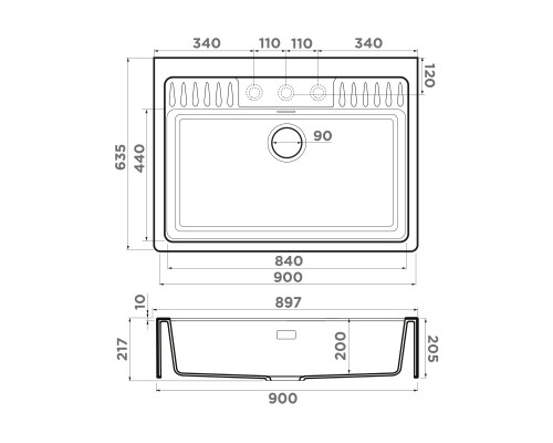 Omoikiri Kinokawa 90-GB Artceramic/графит