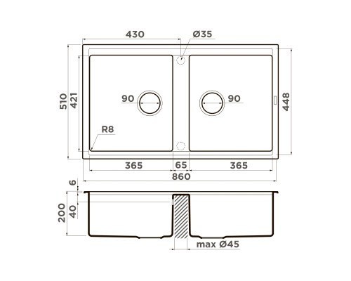 Omoikiri Kitagawa 86-2-WH Artceramic/белый