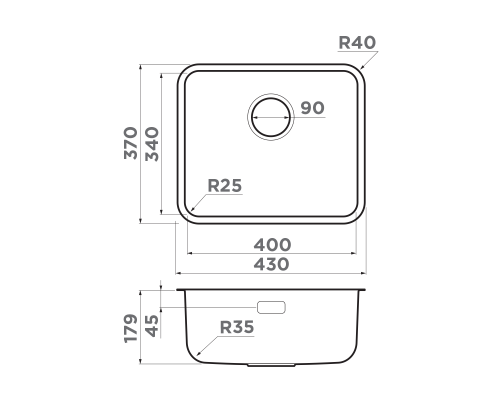 Omoikiri Omi 43-U/I Ultra Mini-IN нерж. сталь/нержавеющая сталь