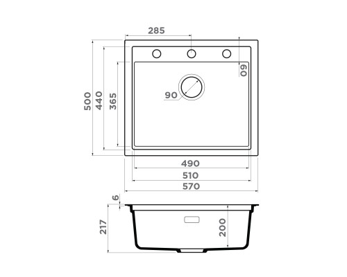 Omoikiri Sintesi 57-GB Artceramic/графит