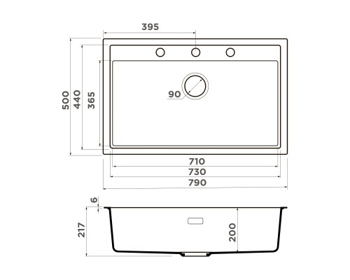 Omoikiri Sintesi 79-GB Artceramic/графит