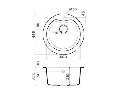 Omoikiri Yasugata 48R-DC Tetogranit/темный шоколад