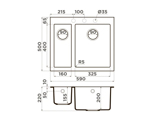 Omoikiri Bosen 59-2A-WH Artceramic/белый Omoikiri Bosen 59-2A-WH Artceramic/белый