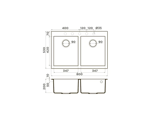 Omoikiri Bosen 80-2-DC Tetogranit/темный шоколад Omoikiri Bosen 80-2-DC Tetogranit/темный шоколад