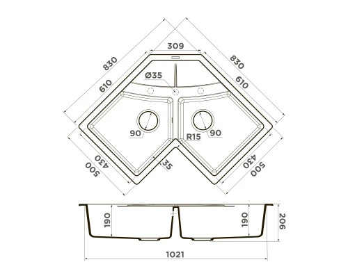 Omoikiri Sumi 83C-WH Tetogranit/белый Omoikiri Sumi 83C-WH Tetogranit/белый